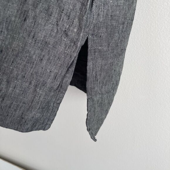 Wrap London Gray Linen Tunic Top Short Cuffed Sleeves Gray Size 2 Lagenlook - Picture 5 of 10